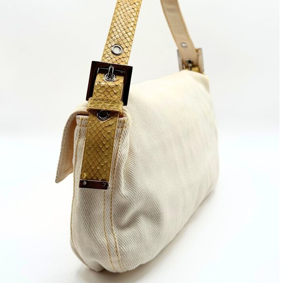 •SOLD•Vintage Fendi Denim and Python Baguette - Picture 4 of 9